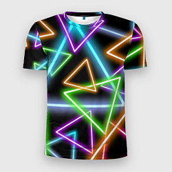 Футболка спортивная мужская Неоновые треугольники - текстура, цвет: 3D-принт