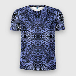 Мужская спорт-футболка Ажурный модный кружевной синий узор