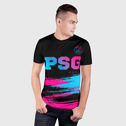 Футболка спортивная мужская PSG - neon gradient: символ сверху, цвет: 3D-принт — фото 2