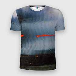 Мужская спорт-футболка Абстрактный синий туман и мазки красок