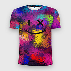 Футболка спортивная мужская Смайлик с брызгами краски, цвет: 3D-принт