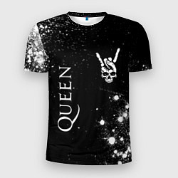 Футболка спортивная мужская Queen и рок символ на темном фоне, цвет: 3D-принт
