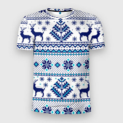 Мужская спорт-футболка Happy new year, blue deer