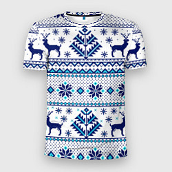 Футболка спортивная мужская Happy new year, blue deer, цвет: 3D-принт