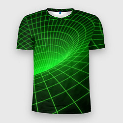Мужская спорт-футболка Зелёная неоновая чёрная дыра