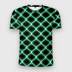 Футболка спортивная мужская Зелёная неоновая сетка, цвет: 3D-принт