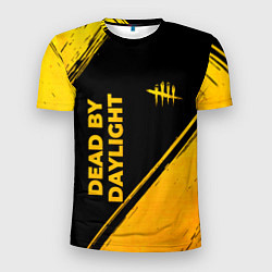 Мужская спорт-футболка Dead by Daylight - gold gradient: надпись, символ