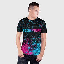 Футболка спортивная мужская Scorpions - neon gradient: символ сверху, цвет: 3D-принт — фото 2