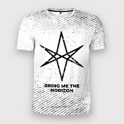 Футболка спортивная мужская Bring Me the Horizon с потертостями на светлом фон, цвет: 3D-принт