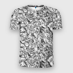 Мужская спорт-футболка Текстура мятой алюминиевой фольги