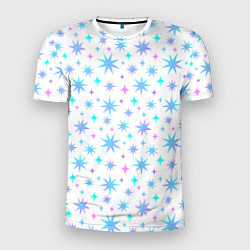 Мужская спорт-футболка Разноцветные звезды на белом фоне