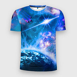 Мужская спорт-футболка Космос - планета и яркая звезда