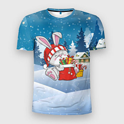 Футболка спортивная мужская Зайчик с новогодними подарками, цвет: 3D-принт