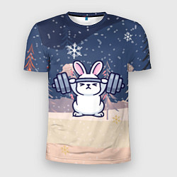 Футболка спортивная мужская Зайчонок со штангой, цвет: 3D-принт