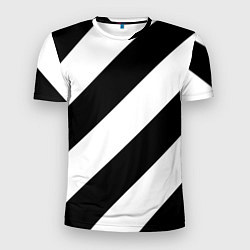 Футболка спортивная мужская Черно-белые полосы, цвет: 3D-принт