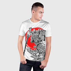 Футболка спортивная мужская Самурай с мечом на белом фоне, цвет: 3D-принт — фото 2