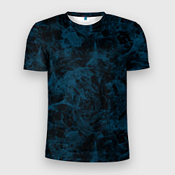 Мужская спорт-футболка Синий и черный мраморный узор