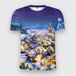Мужская спорт-футболка Рождественская деревня