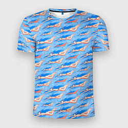 Мужская спорт-футболка Плывущие девушки на голубом фоне