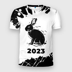 Футболка спортивная мужская Кролик НГ силуэт на светлом, цвет: 3D-принт