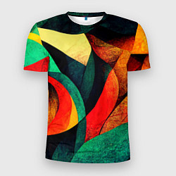 Мужская спорт-футболка Текстурированная цветная абстракция