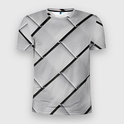 Футболка спортивная мужская Серый блоковый металлический паттерн, цвет: 3D-принт