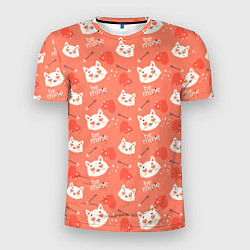 Мужская спорт-футболка Паттерн кот на персиковом фоне