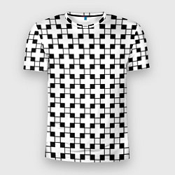 Футболка спортивная мужская Геометрический черно-белый узор, цвет: 3D-принт