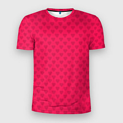 Мужская спорт-футболка Красный паттерн с мелкими сердечками