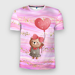 Футболка спортивная мужская Мишка с шариком Love, цвет: 3D-принт