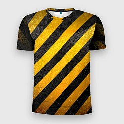 Футболка спортивная мужская Черно-желтая опасность, цвет: 3D-принт