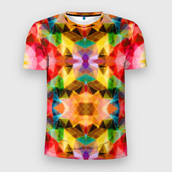 Мужская спорт-футболка Разноцветный мозаичный пиксельный узор