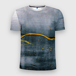 Мужская спорт-футболка Серо-светлый абстрактный туман и краски