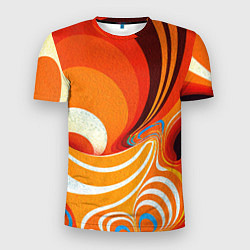 Футболка спортивная мужская Текучая краская в ярких оранжевых цветах, цвет: 3D-принт