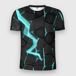 Футболка спортивная мужская Голубой неон, цвет: 3D-принт