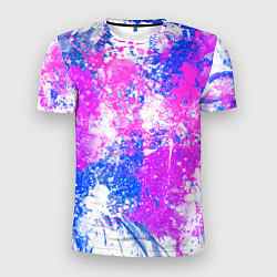 Мужская спорт-футболка Разбрызганная фиолетовая краска - светлый фон