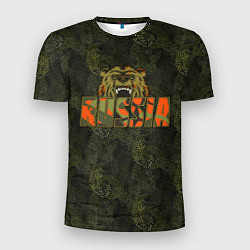 Футболка спортивная мужская Russia камуфляж, цвет: 3D-принт