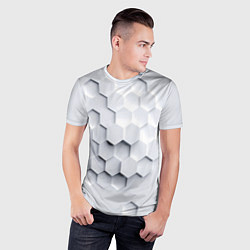 Футболка спортивная мужская Серый соты, цвет: 3D-принт — фото 2