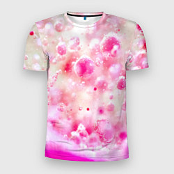 Мужская спорт-футболка Розовое множество красок и пузырей
