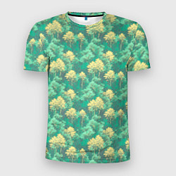Мужская спорт-футболка Камуфляж деревья двуцветный