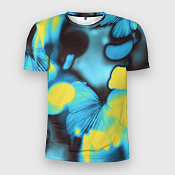Мужская спорт-футболка Голубые бабочки асбтракция
