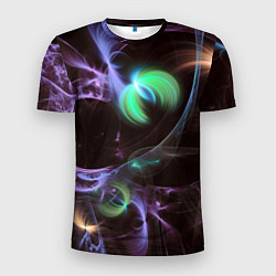 Мужская спорт-футболка Магические фиолетовые волны и цветные космические