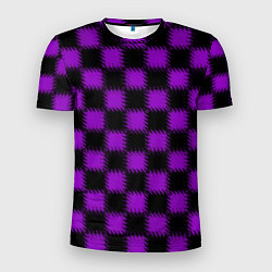 Футболка спортивная мужская Фиолетовый черный узор Шахматка, цвет: 3D-принт
