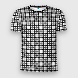Мужская спорт-футболка Черно-белый геометрический мелкий узор