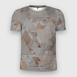 Мужская спорт-футболка Геометрическое множество серых и бежевых треугольн
