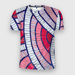 Мужская спорт-футболка Абстрактная белая-фиолетовая-красная текстура