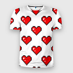 Мужская спорт-футболка Сердца в стиле пиксель-арт