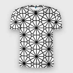 Мужская спорт-футболка Абстрактный чёрно-белый треугольно-круглый паттерн