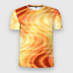 Мужская спорт-футболка Абстрактные оранжево-жёлтые солнечные волны