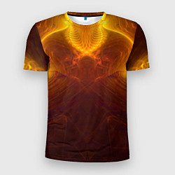 Мужская спорт-футболка Абстрактное тёмно-жёлтое узорчатое свечение во тьм
